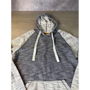 Free Planet Mens XL Raglan Hoodie Navy Grey Marled Knit Space Dye Pullover